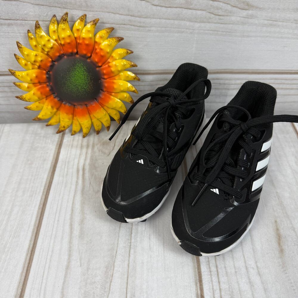 Adidas Kids Icon MD Black White Lace Up Baseball Cleats Size 11K